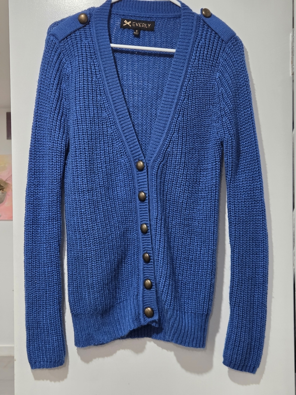 Everly royal blue button-down cardigan